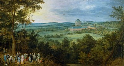 El archiduque y la archiduquesa asisten a una cacería, c.1611 (óleo sobre lienzo) de Jan the Elder Brueghel