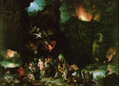 La tentación de San Antonio - Infierno, 1594 de Jan the Elder Brueghel