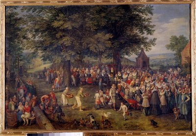 Banquete de bodas. Escena de cena de boda en un pueblo. Pintura de Jan Bruegel (o Breugel o Brueghel o Breughel) el Viejo conocido como Bruegel de Terciopelo (1568-1625) siglo XVII. Madrid, Museo del Prado de Jan the Elder Brueghel