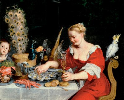 Mujer comiendo ostras (detalle) de Jan the Elder Brueghel