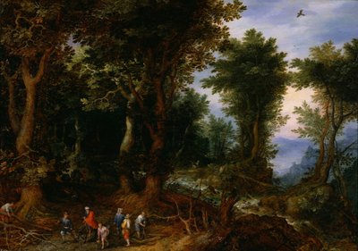 Paisaje boscoso con Abraham e Isaac, 1599 de Jan the Elder Brueghel
