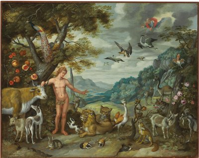 Adán nombrando a los animales, de La historia de Adán y Eva de Jan Brueghel the Younger