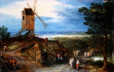 Un paisaje extenso con viajeros de Jan the Younger Brueghel