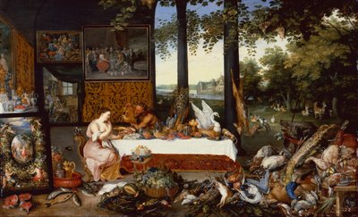 Los cinco sentidos, gusto de Jan the Younger Brueghel