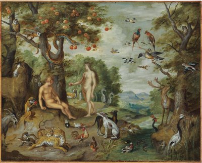La tentación de Adán, de La historia de Adán y Eva de Jan Brueghel the Younger