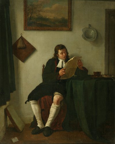 Interior con un hombre leyendo de Jan the Younger Ekels