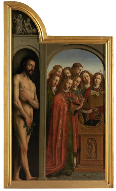 Adán y los ángeles cantores (óleo sobre lienzo de Jan van (after) Eyck