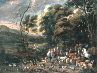Noé y los animales de Jan van (attr. to) Kessel