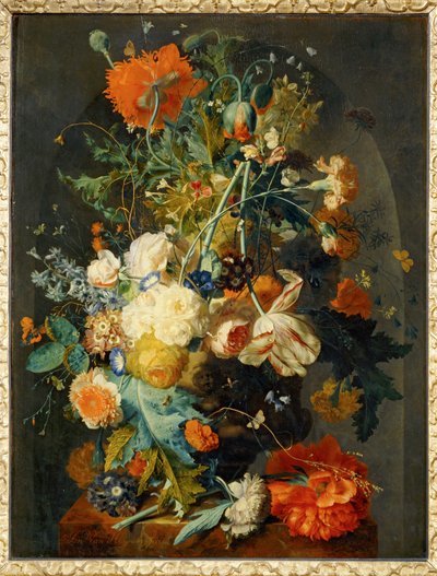 Jarrón de flores en un nicho ... de Jan van (follower of) Huysum