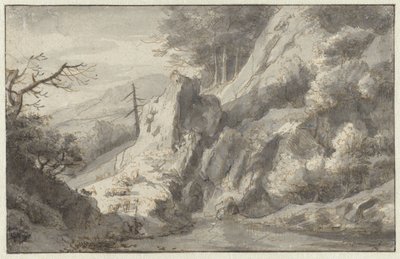Paisaje de montaña con una conífera muerta de Jan van Aken