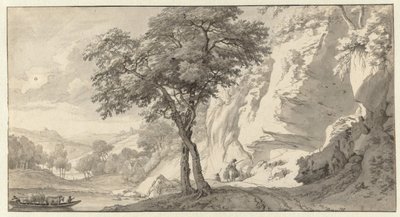 paisaje de montaña con un ferry de Jan van Aken