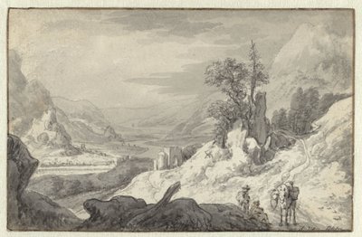 paisaje de montaña con un valle de río de Jan van Aken