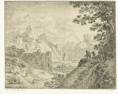 Paisaje fluvial con viajeros
Paisajes del Rin (título de la serie) de Jan van Aken
