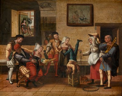 Escena de pub (óleo sobre madera) de Jan van Amstel