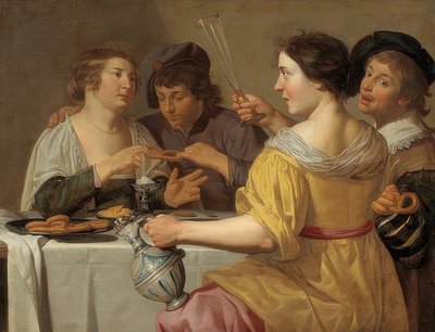 Los comedores de pretzel. 1630-40 de Jan van Bijlert