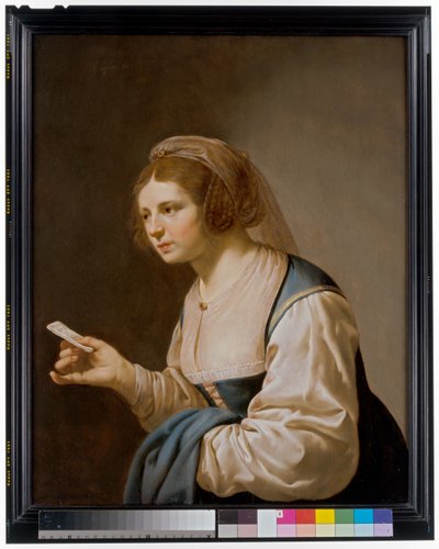 Una joven con una carta en la mano de Jan van Bijlert or Bylert
