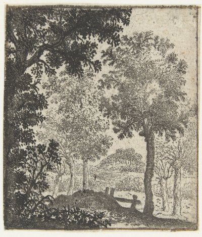 Paisaje con un gran árbol en primer plano de Jan van Brosterhuyzen