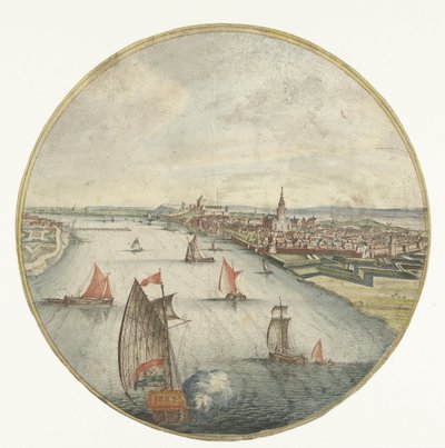 Vista de Nijmegen con Waal y Valkhofburcht de Jan van Call (I) (attributed to)