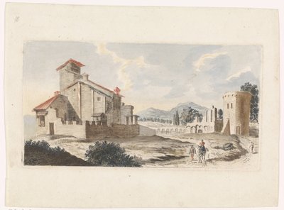 Paisaje italiano con un hombre sobre una mula de Jan van Call (I) (attributed to)