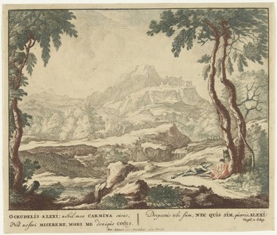 Paisaje con dos pastores junto a un árbol
Escenas del poemario de Virgilio Bucólica (título de la serie) de Jan van Call (I)