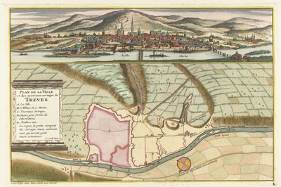 Mapa de Tréveris, 1704 Plan de la Ville et: Chateau: de Traarbach (título sobre el objeto) de Jan van Call (II)