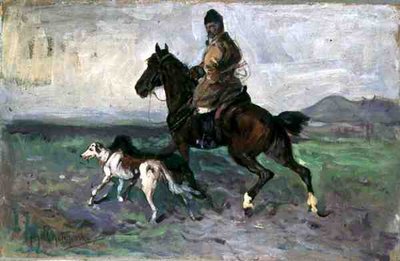 Jinete con Galgos, c.1890 de Jan van Chelminski