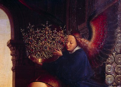 Un ángel coronando a la Virgen. Detalle de “La Virgen del Canciller Rolin” de Jan van Eyck