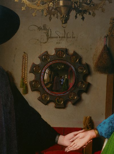 El Matrimonio Arnolfini, (detalle) del espejo, 1434 de Jan van Eyck