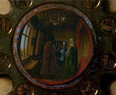 Detalle del retrato de Giovanni Arnolfini y su esposa de Jan van Eyck