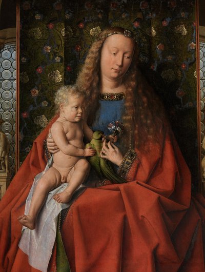 Detalle de la Virgen y el Niño con los santos Donatián y Jorge y el canónigo Joris van der Paele, c.1436 (óleo sobre madera) de Jan van Eyck