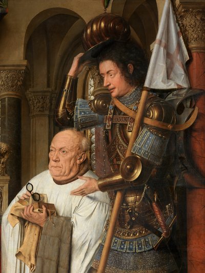 Detalle de la Virgen y el Niño con el canónigo Joris van der Paele de Jan van Eyck
