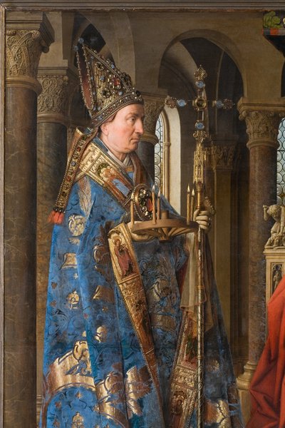 Detalle de la Virgen y el Niño con el canónigo Joris van der Paele de Jan van Eyck