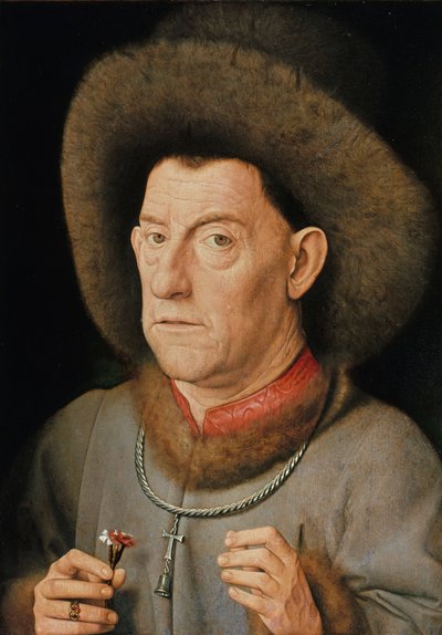 Retrato de un hombre con clavel y la Orden de San Antonio de Jan van Eyck