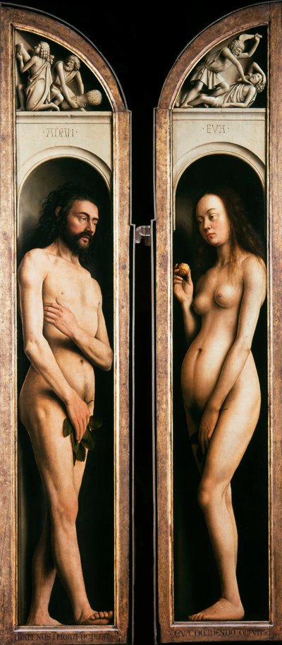 El Retablo de Gante. Adoración del Cordero Místico: Adán y Eva, 1432 de Jan van Eyck