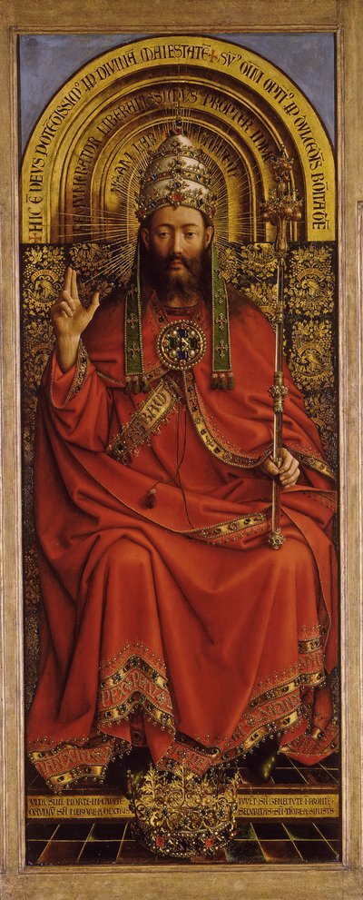 El Retablo de Gante. Adoración del Cordero Místico: Dios Todopoderoso, 1432 de Jan van Eyck