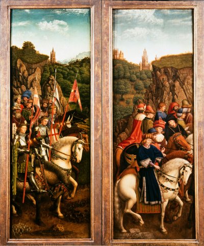El Retablo de Gante. Adoración del Cordero Místico: Jueces Justos y los Caballeros de Cristo, 1432 de Jan van Eyck