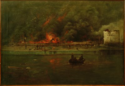 Incendio de almacenes de petróleo de Jan van Genegen