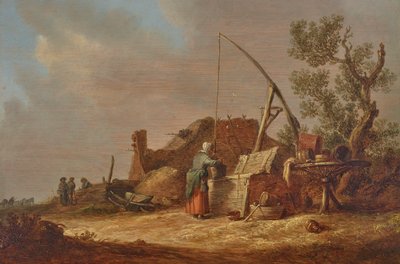 Un paisaje con una mujer junto a un pozo de Jan van Goyen