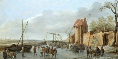 Una escena sobre el hielo de Jan van Goyen