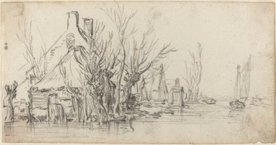 Cabañas junto a un Río de Jan van Goyen