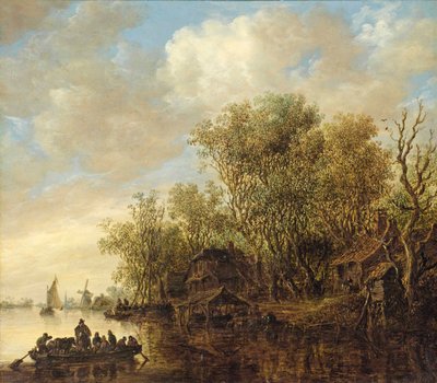 Paisaje fluvial con un transbordador de Jan van Goyen