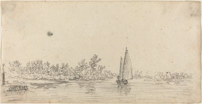 Velero en un estuario de Jan van Goyen