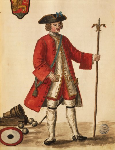 Bombista de barcos venecianos, Gli Abiti de Veneziani, de libro ilustrado de trajes de Jan van Grevenbroeck