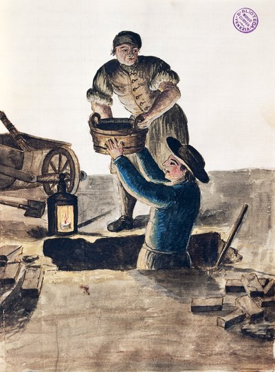 Limpieza de alcantarillas públicas, ilustración del 