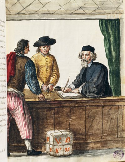 Mercader distinguido, ilustración del Libro ilustrado de trajes venecianos por Jan Grevenbroeck, acuarela, Italia de Jan van Grevenbroeck