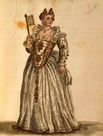 Dama en vestido de noche, de Gli Abiti de Veneziani, libro ilustrado de trajes, acuarela de Jan van Grevenbroeck