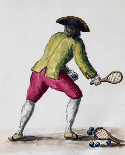Hombre jugando con raqueta y pelotas, del Libro Ilustrado de Trajes Venecianos, Italia de Jan van Grevenbroeck