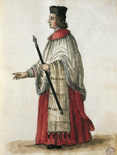 Maestro de ceremonias en la Iglesia de San Marcos, tomado de Los trajes de los venecianos de Jan van Grevenbroeck