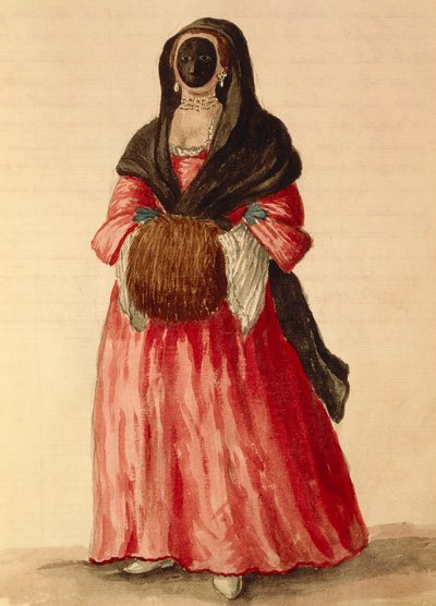 Moretta, máscara veneciana, acuarela por Giovanni Grevembroch, Italia de Jan van Grevenbroeck
