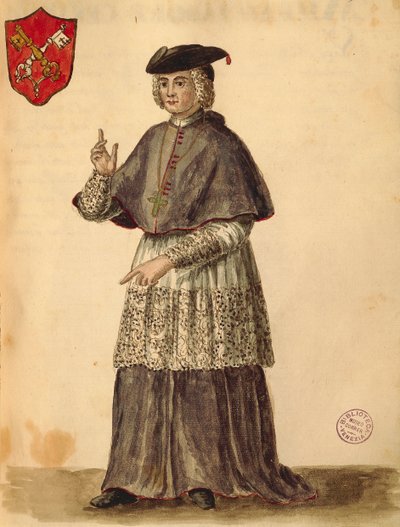 Legado Papal en Serenissima, Gli Abiti de Veneziani, del libro ilustrado de trajes de Jan van Grevenbroeck